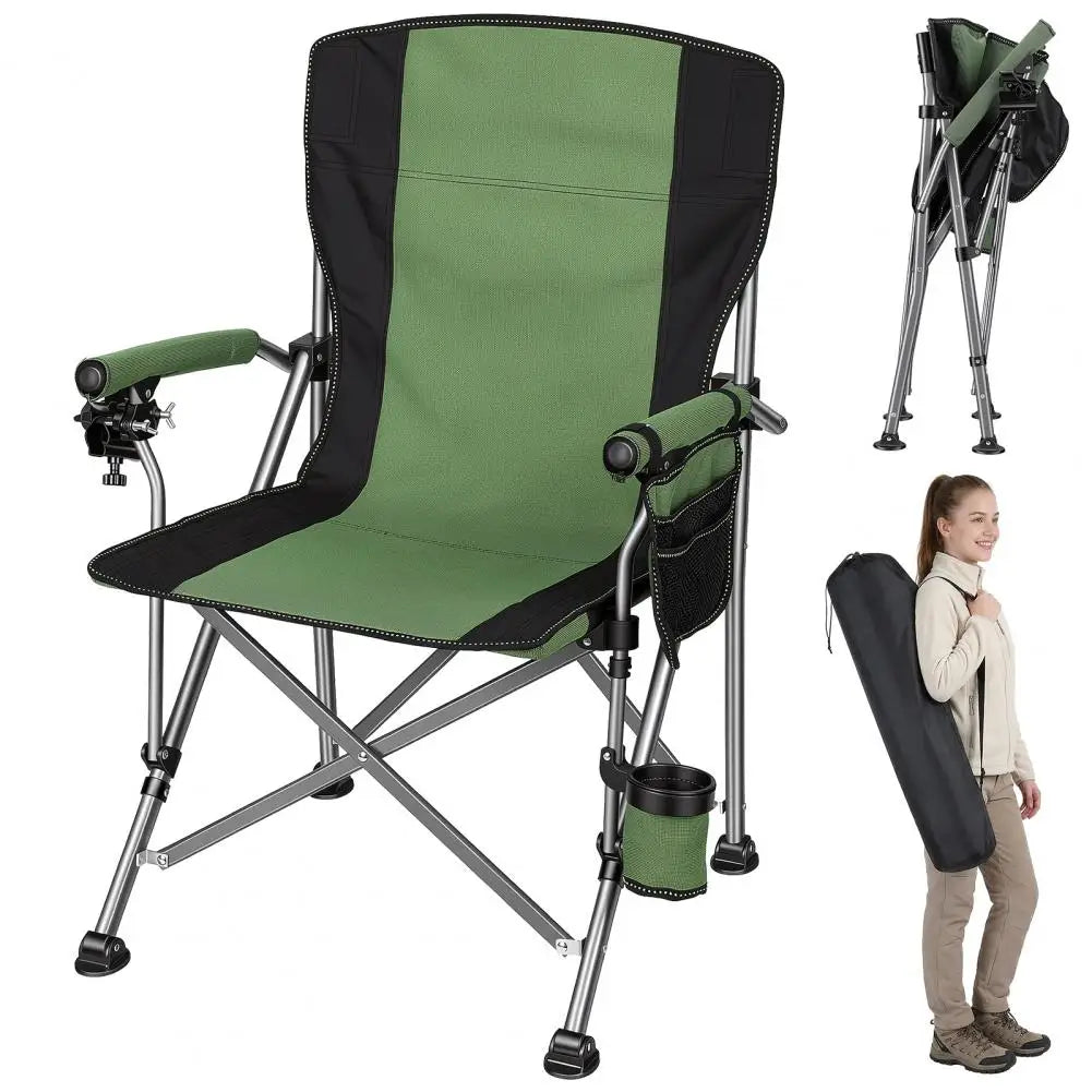 Folding Fishing Chair With Rod Holder Cup Holder And Pocket