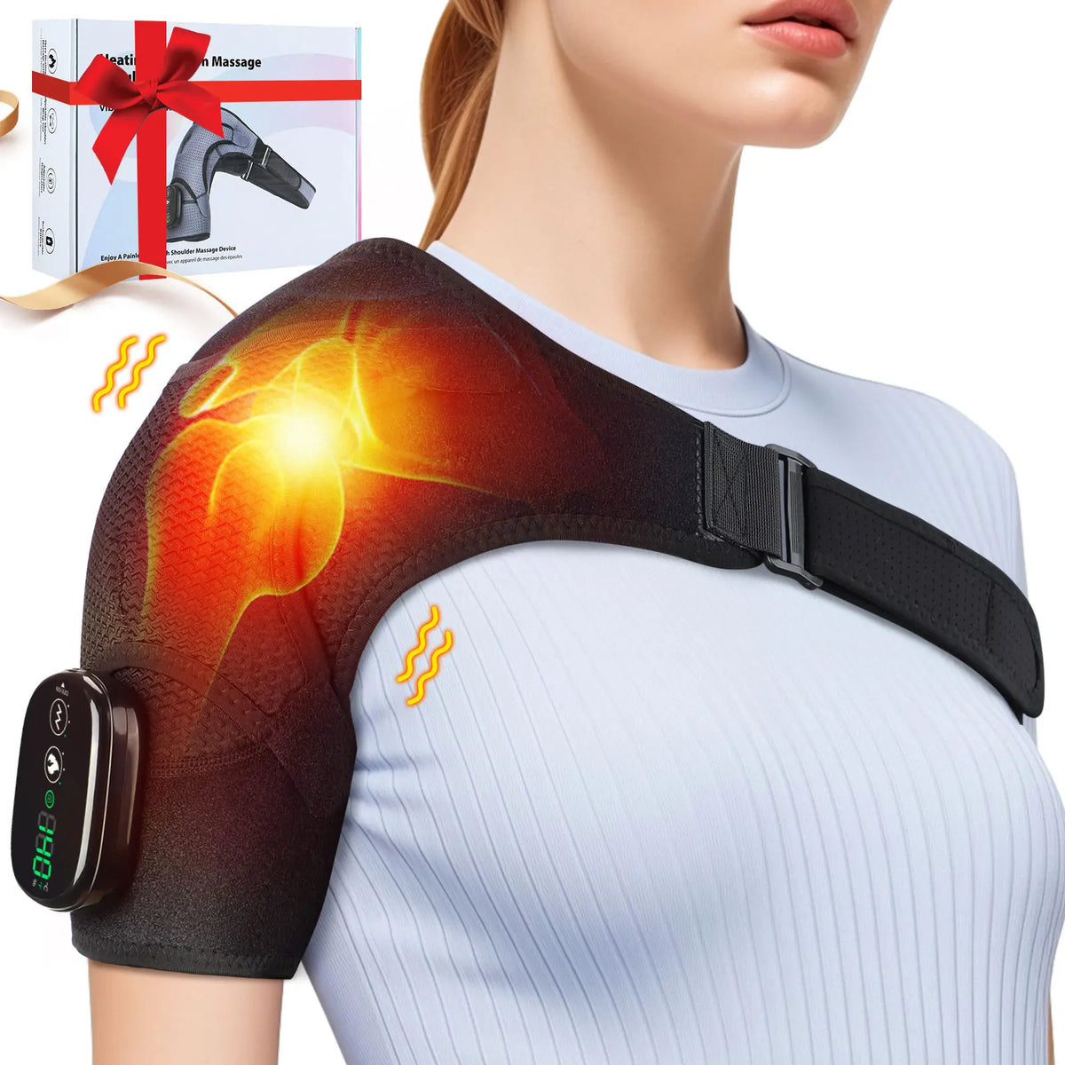 Rechargeable Electric Heating Shoulder Massage Wrap With LED Hot Compress