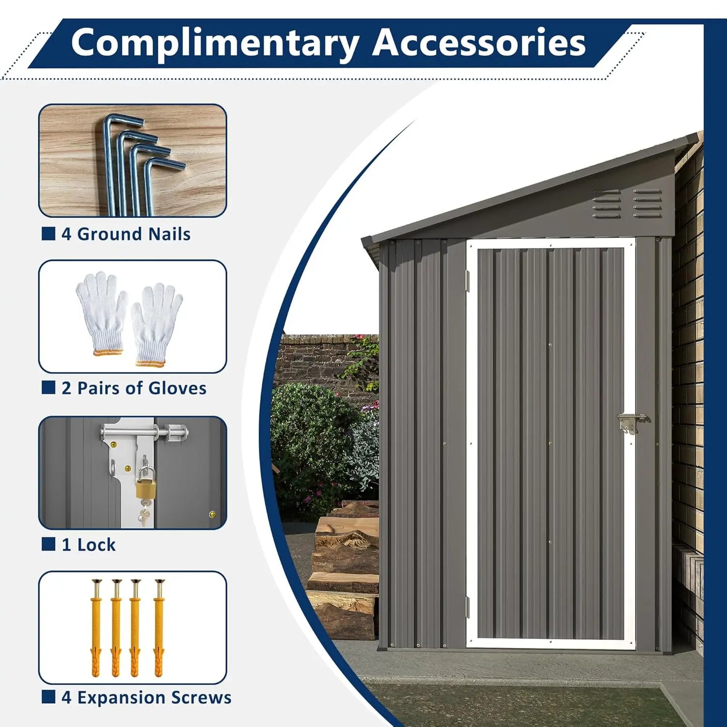 Metal Lean-To Storage Shed Outdoor Garden Cabinet