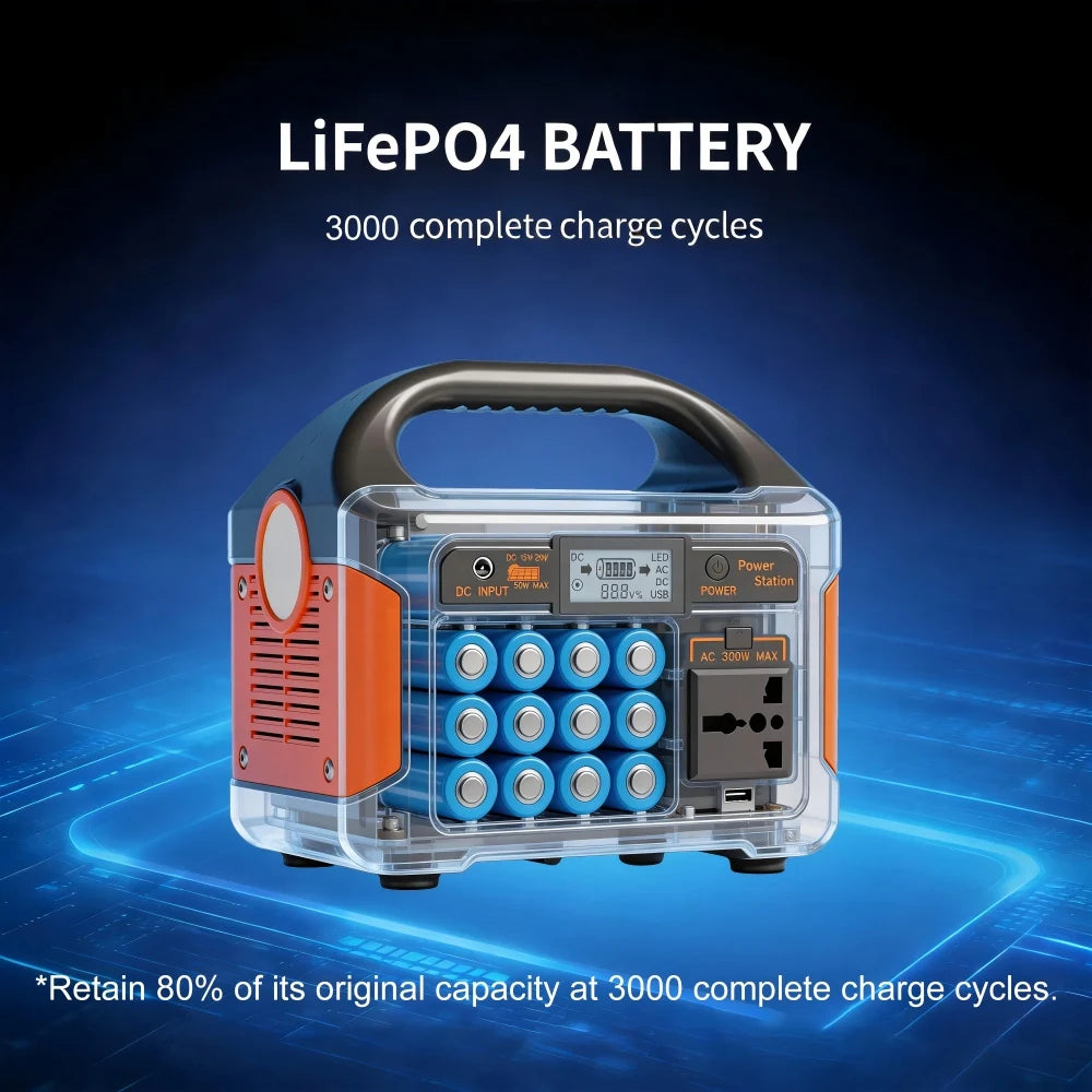 GaiaRay Portable Power Station With LiFePO4 Battery For Camping and Travel
