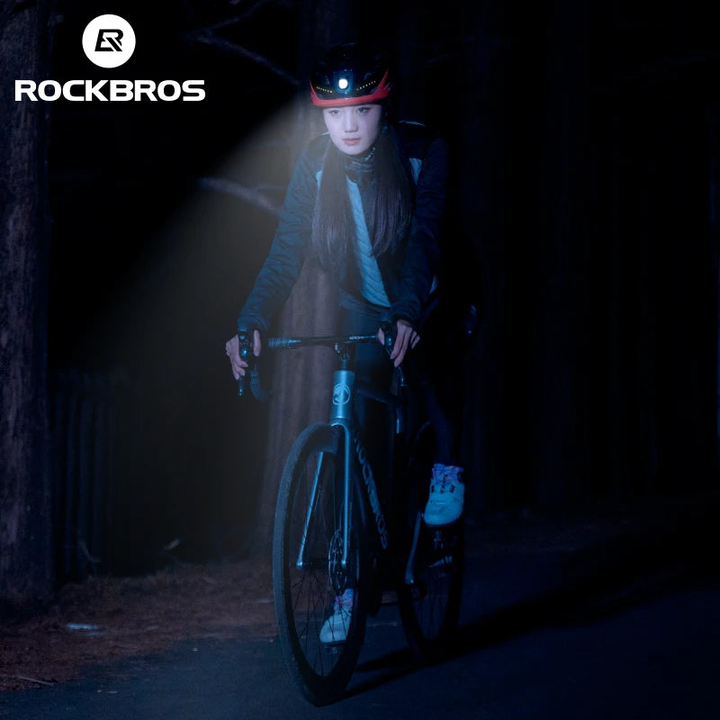 ROCKBROS Cycling Light Helmet Type-C Charging Electric LED Front Light Helmet Night Cycling Safety Helmet Bicycle Scooter Helmet