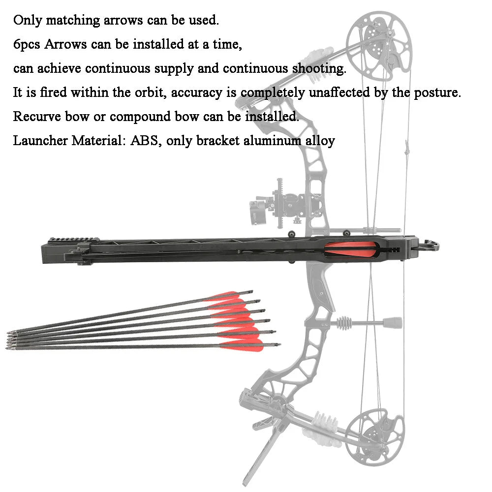 Rapid Fire Six Arrow Archery Magazine Launcher For Compound Bows