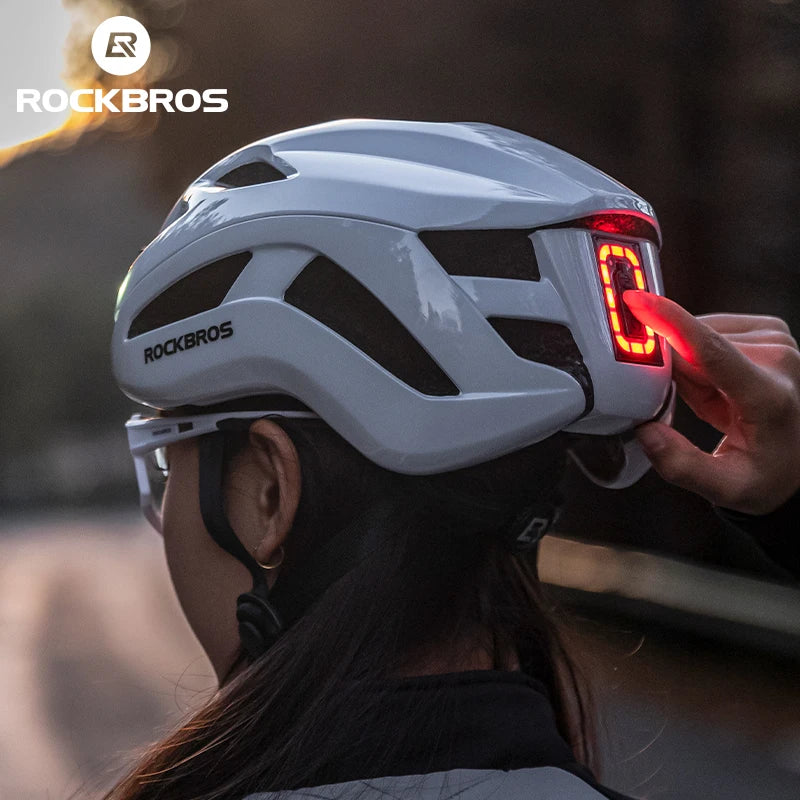 ROCKBROS Cycling Light Helmet Type-C Charging Electric LED Front Light Helmet Night Cycling Safety Helmet Bicycle Scooter Helmet