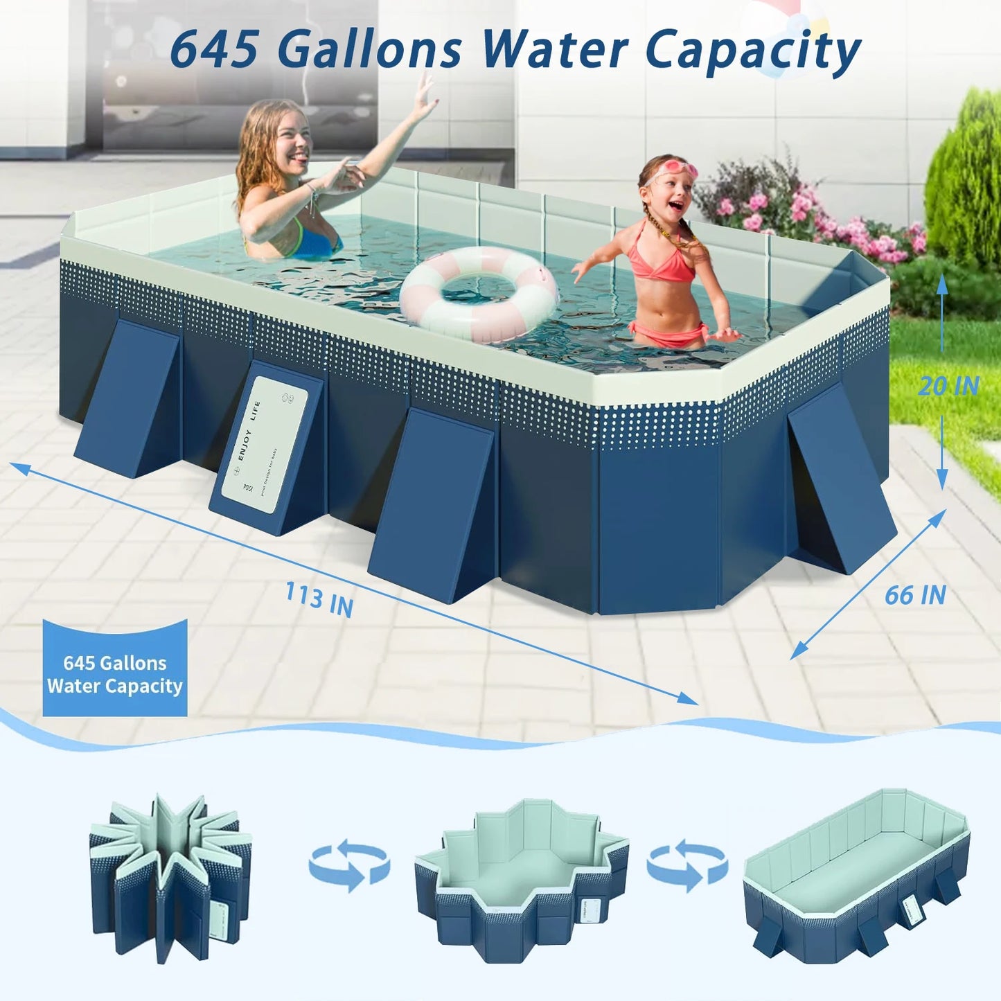 Premium Foldable PVC Family Swimming Pool For Backyard And Patio