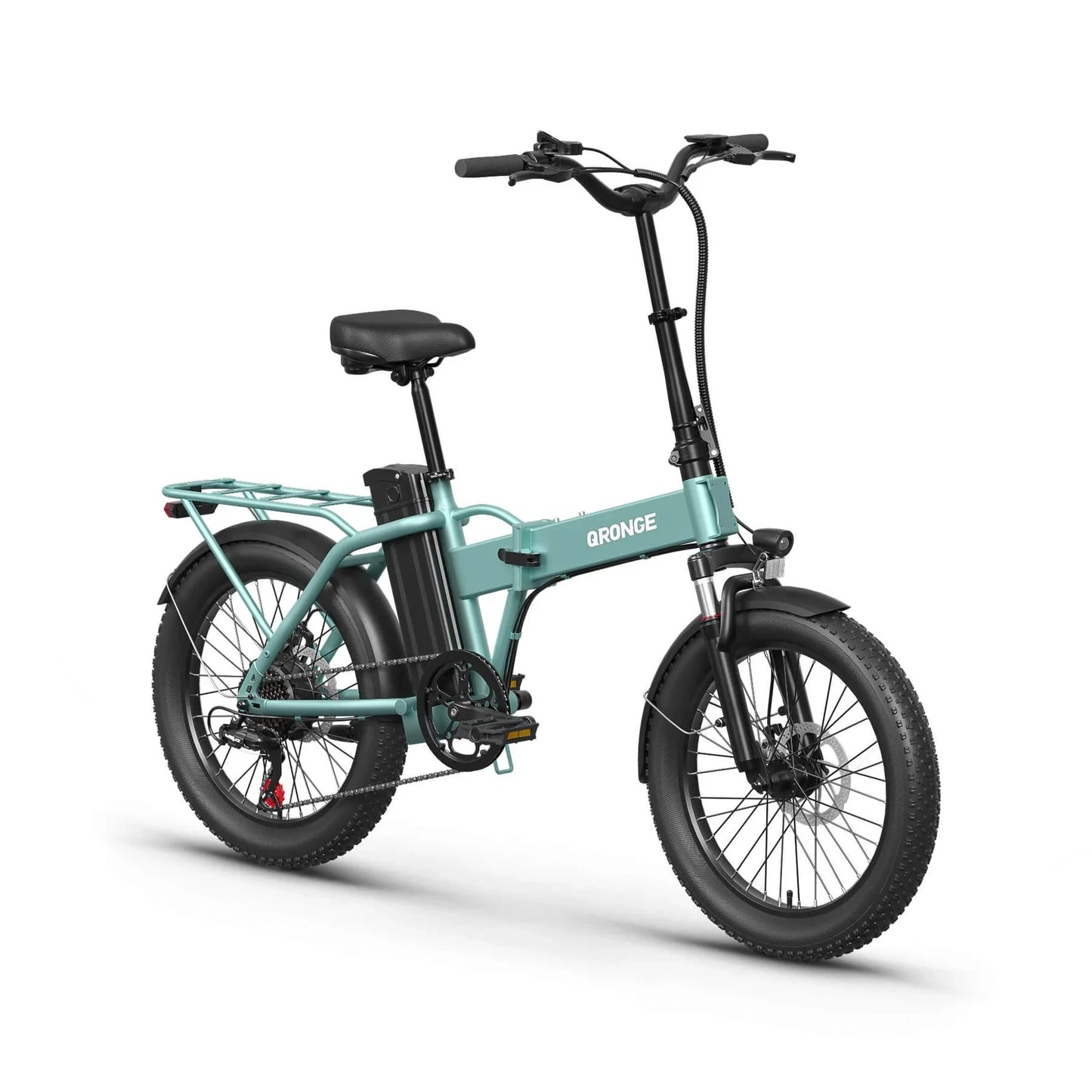 QRONGE Waterfall Folding Electric Bicycle 1000W Peak 48V 13.5AH 20" Fat Tire Electric Bike 70 Max Miles E-bike Commute 28MPH max