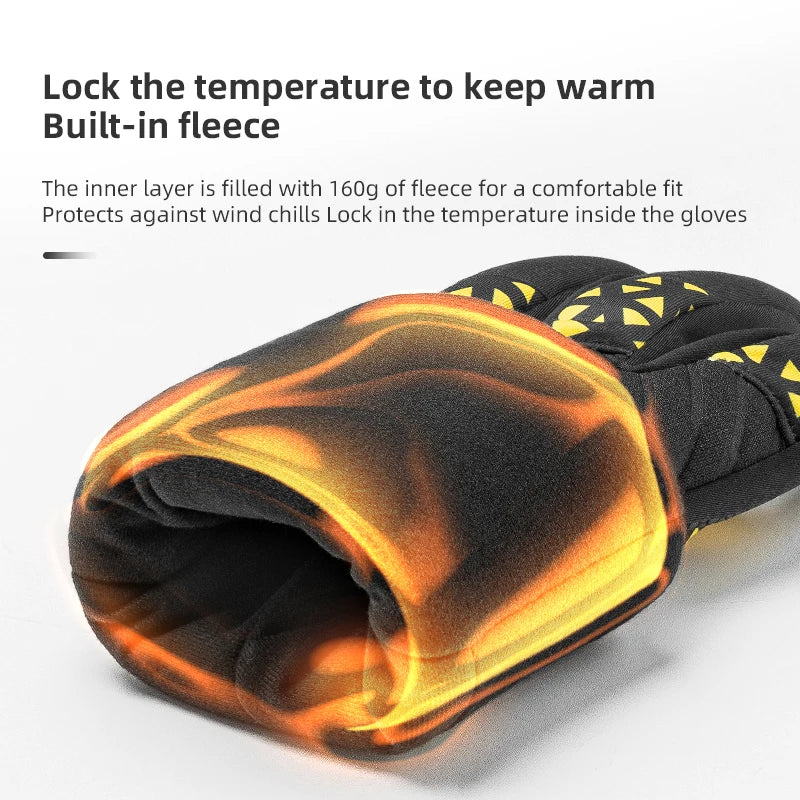 ROCKBROS Winter Bike Gloves Touchscreen Windproof Thermal Shockproof Cycling Gloves