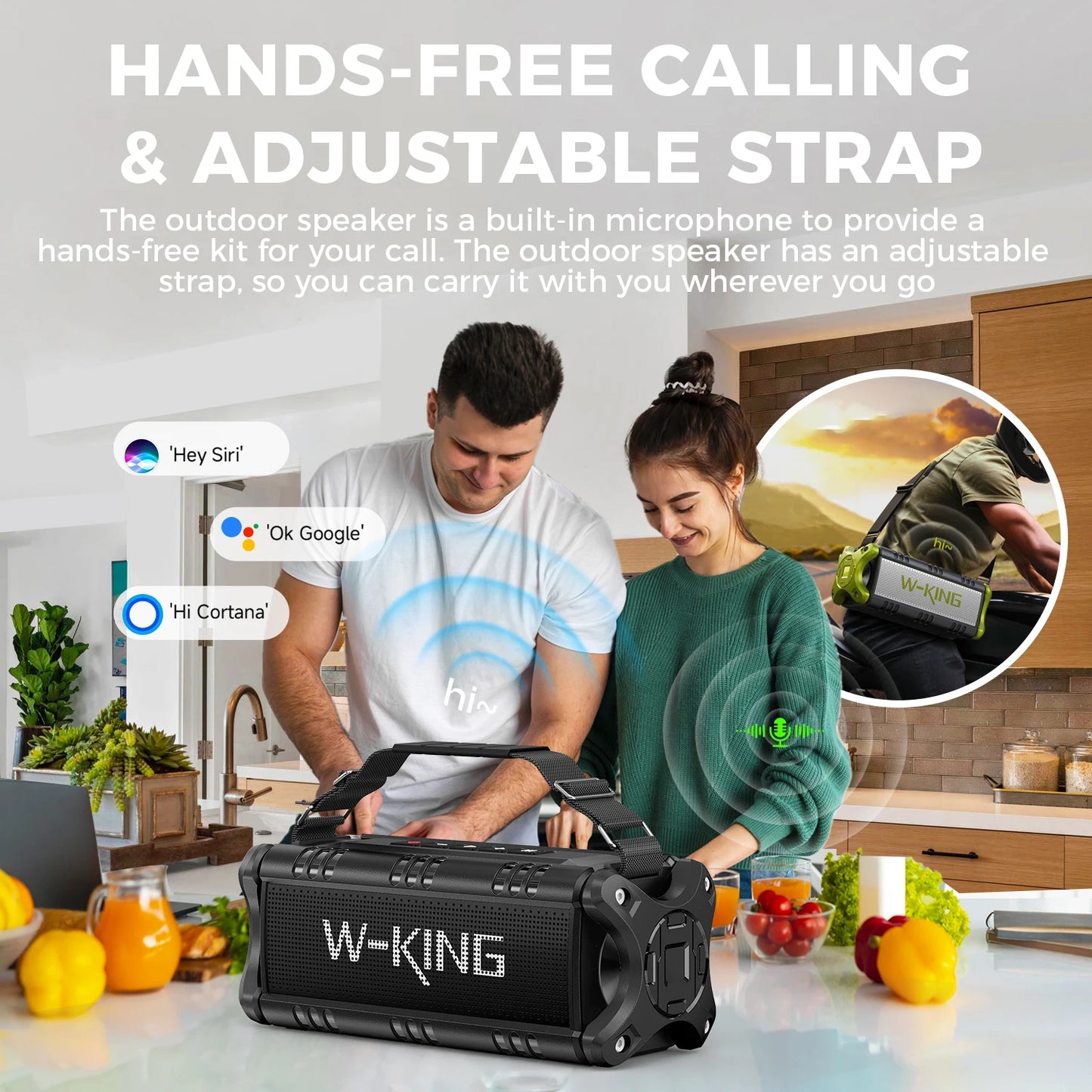 W-KING Portable 90W Max Bluetooth Speaker Outdoor Speaker Loud, IPX6 Waterproof/50W Deep Bass Subwoofer Wireless for Party