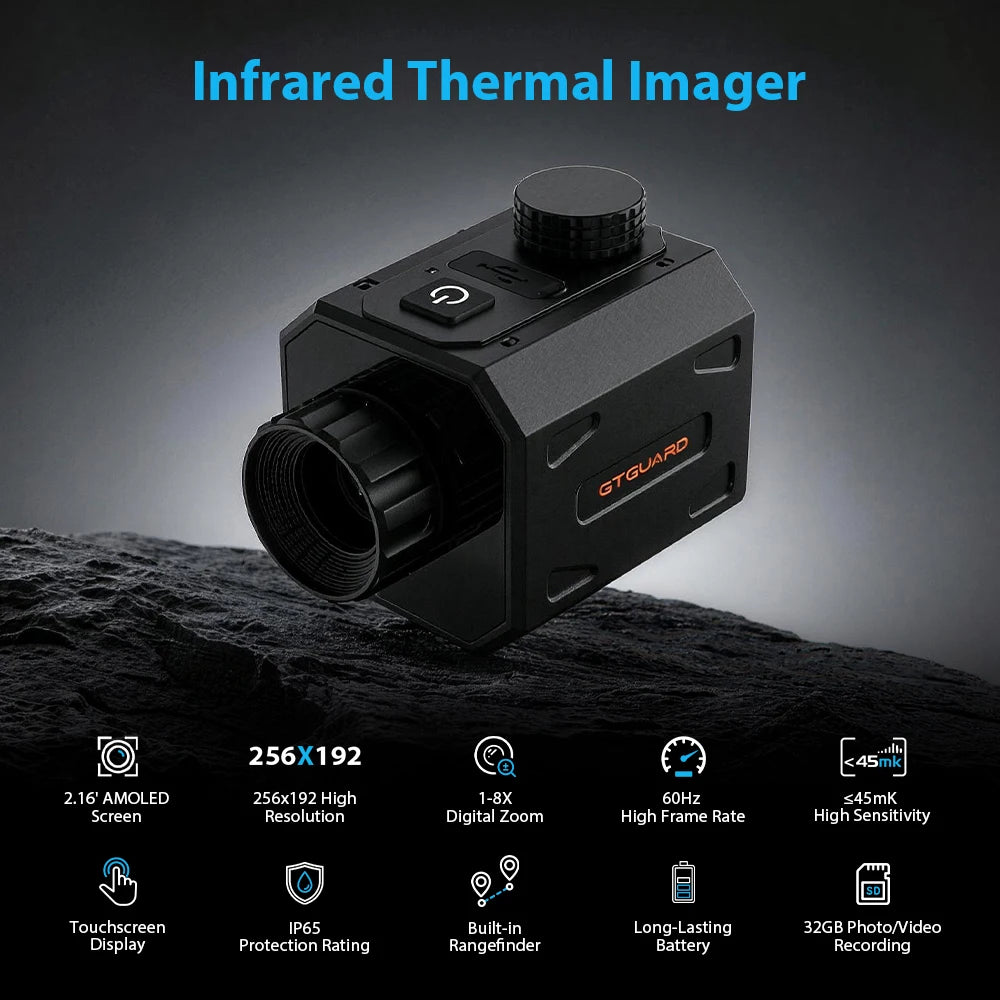 Touchscreen Thermal Imaging Sight 14.2MM Lenses Infrared Tactical Night Vision Device 256*192 Multispectral Fusion Hunting Scope