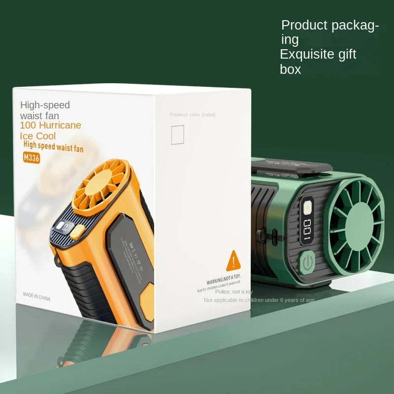 2026 new waist hanging fan outdoor camping fan portable violent fan long endurance cooling and charging