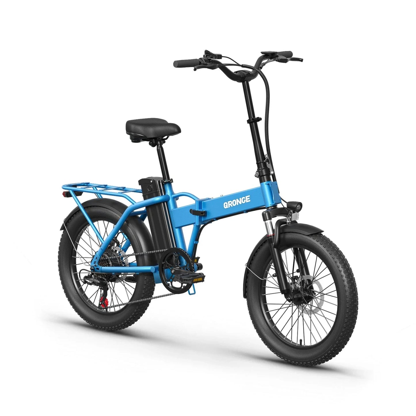 QRONGE Waterfall Folding Electric Bicycle 1000W Peak 48V 13.5AH 20" Fat Tire Electric Bike 70 Max Miles E-bike Commute 28MPH max