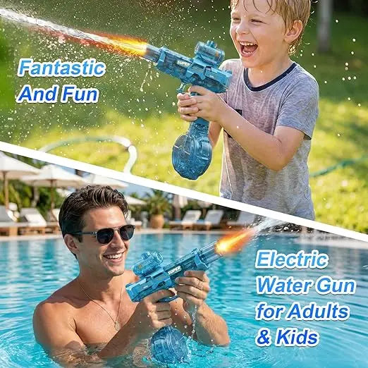 Electric Flame Water Gun, Pulse Jet Squirt Gun with LED Flash And USB-C Charging, 40Ft Long-Range Rapid-Fire Water Blaster, for Kids And Adults, Adult Water Gun for Pool Beach Backyard
