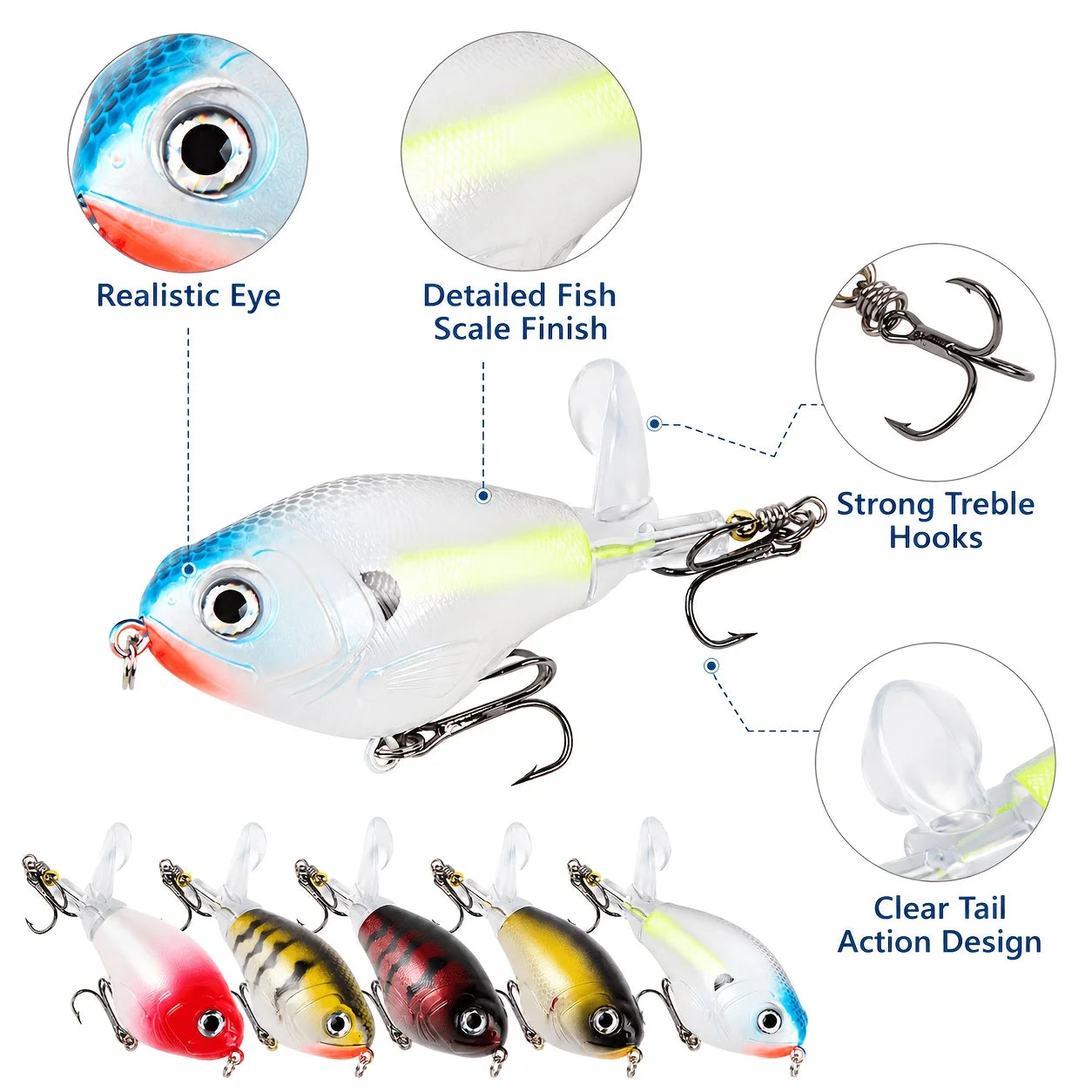 Fat Body Propeller Surface Wobbler Fishing Lure Kit