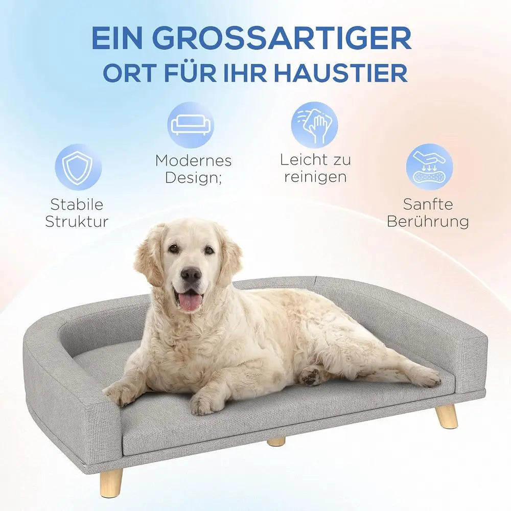 Luxury Washable Pet Sofa With Wooden Legs For Large Dogs