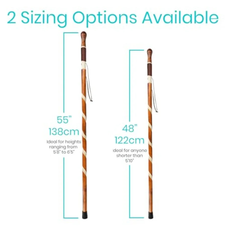 Wooden Walking Stick - Willow Cane for Seniors Hiking and Balance - Heavy Duty Carved Twisted Wood Sticks for Men and Women - S