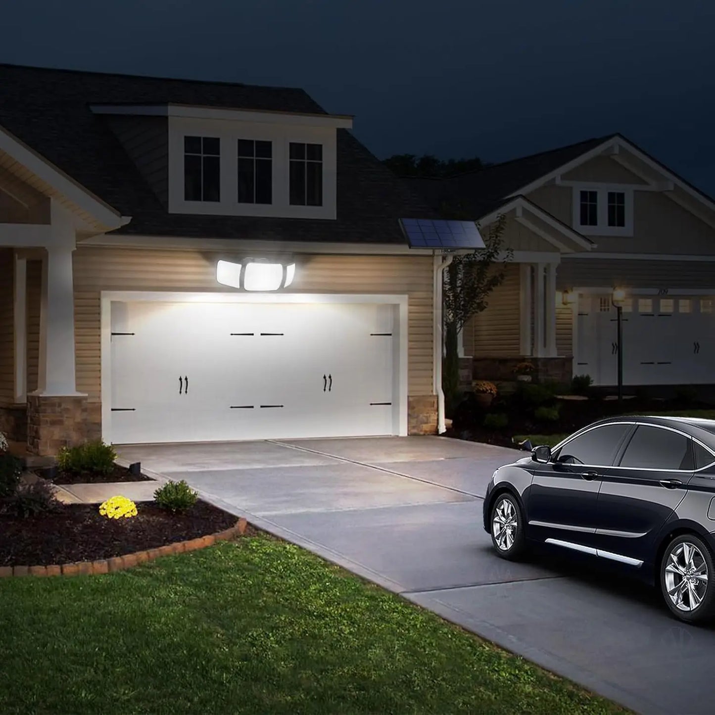 Intelamp Outdoor Solar LED Wall Lamp With Dual Motion Sensor