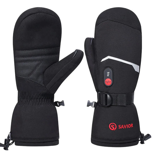 Savior Heat Winter Mittens Ski Heated Gloves Rechargeable Eelctric Battery for Men Women Keep Warm Heated Outdoor Sports Gloves