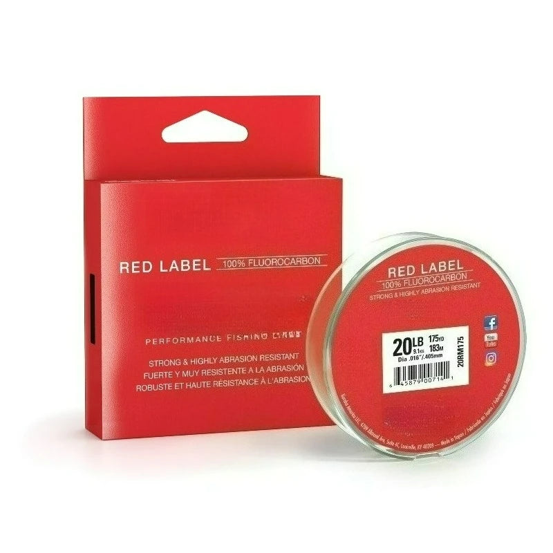 Red Label 100% Fluorocarbon Fishing Line 20lbs, 175yds Break Strength/Length - 20RM175