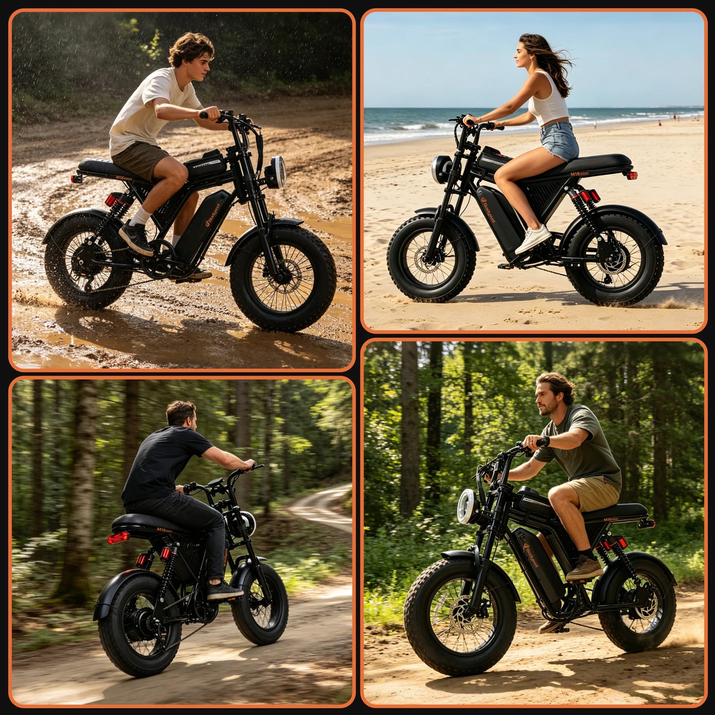 Bodywel M16PRO Off Road E Bike Adult Electric Bicycle 1500w 48V 15.6ah Mountain Electric Bike 16 Inch Fat Tire Outdoor Entertainmen