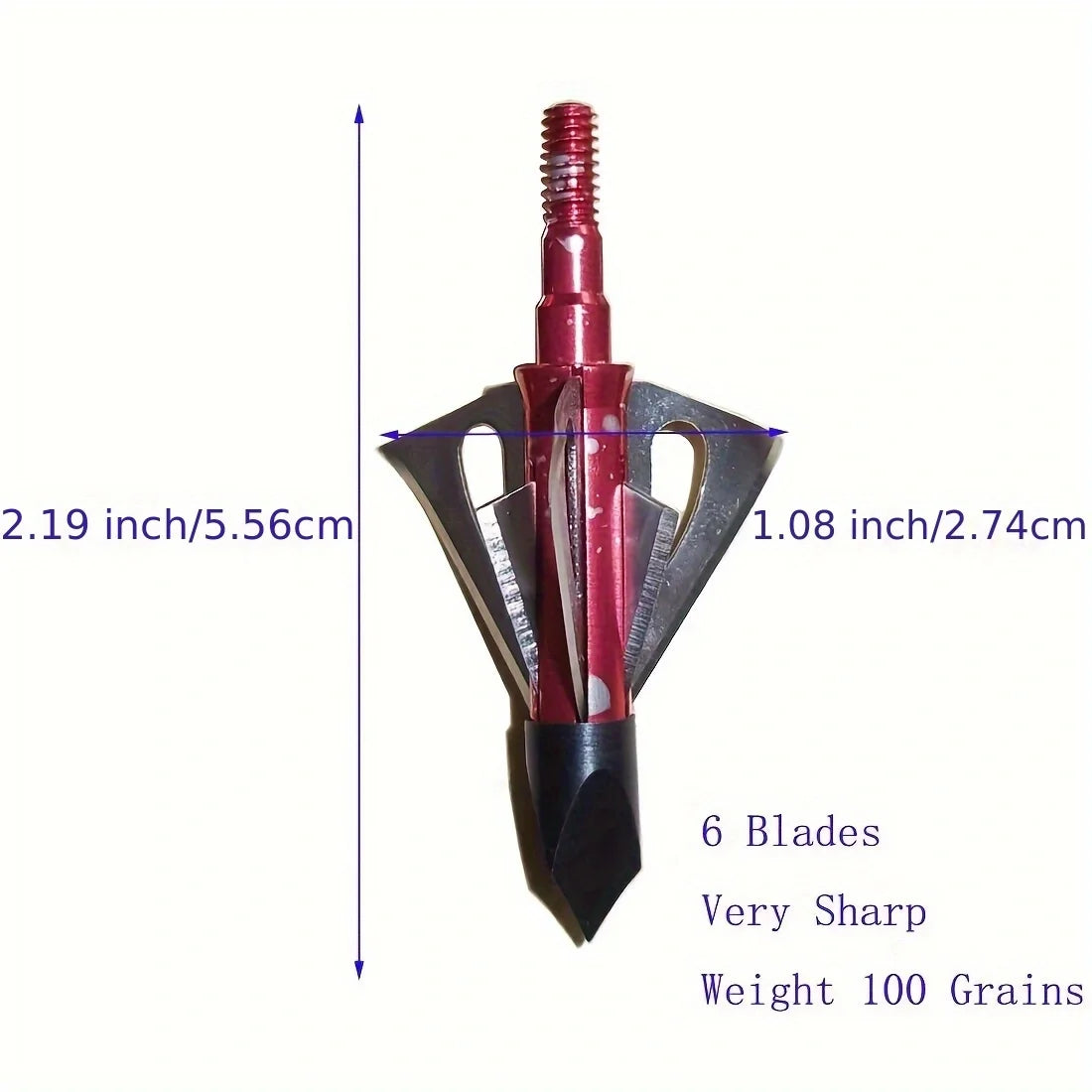 6 PCS Hunting Broadheads 100 Grain Fixed Blade Arrow Tips Archery Arrowhead for Crossbow Compound Bow