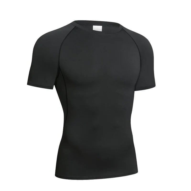 Men Black Long Sleeve Compression Shirt Quick Dry UV Protection Fitness Running Sport Baselayer Top