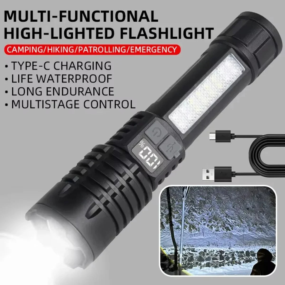 Skywolfeye Rechargeable LED Flashlight For Outdoor Camping And Emergency Use