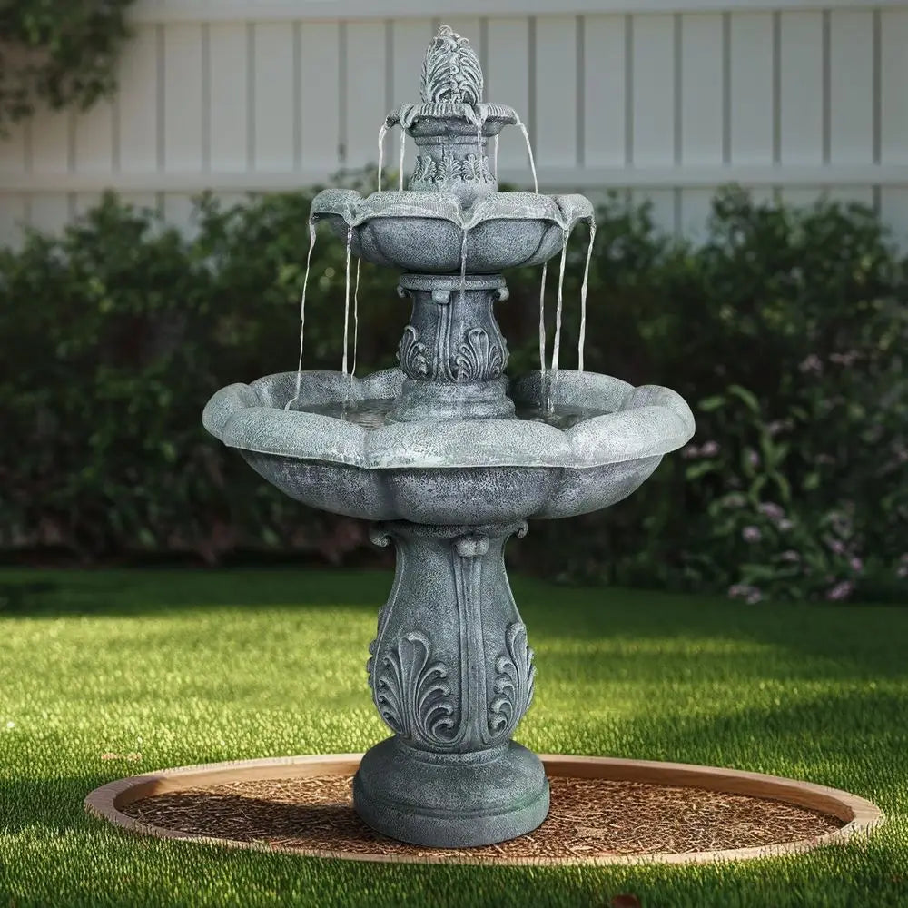 48 Outdoor 3-Tier Pagoda Fountain with Pump for Garden, Patio, Backyard, Deck, Lawn, Porch, Concrete Fountain or Bird Bath
