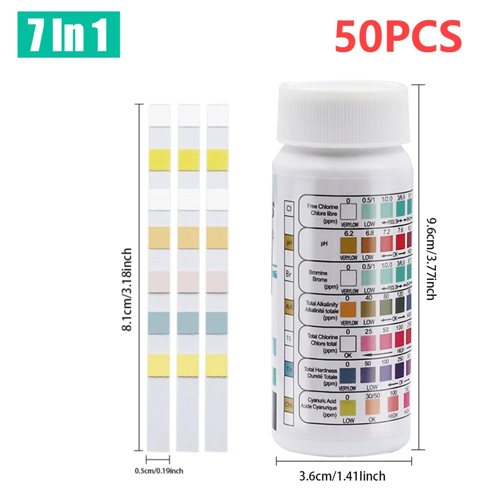 50/100PCS 3/5/6/7 in 1 Water Quality Test Paper Swimming Pool PH Test Strips Multipurpose Aquarium Test Strips for Fish Tank