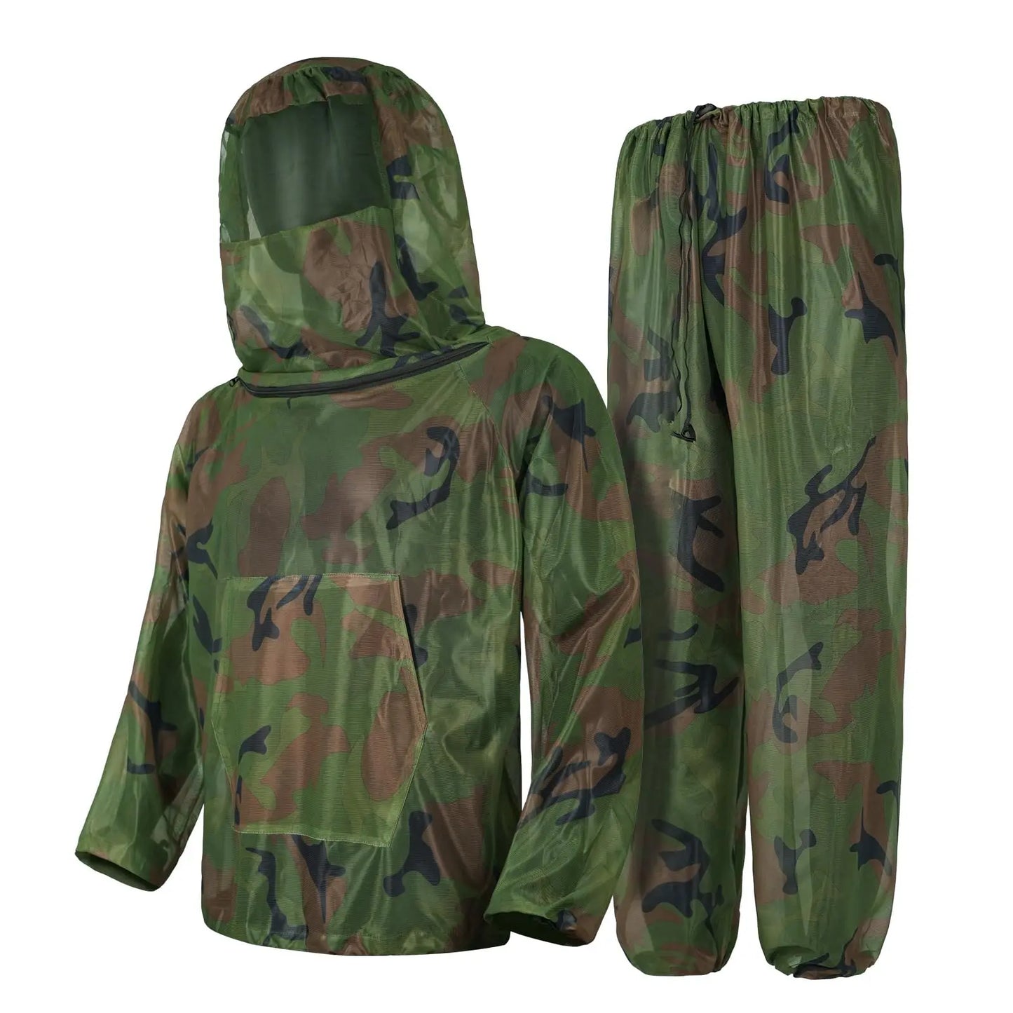 Full Body Mosquito Suit Mesh Bug Jacket and Pants Set with Hood Ultra-Fine Insect Netting Protective Clothing for Outdoor Fishing Camping Hiking Hunting Beekeeping Breathable Lightweight Gear