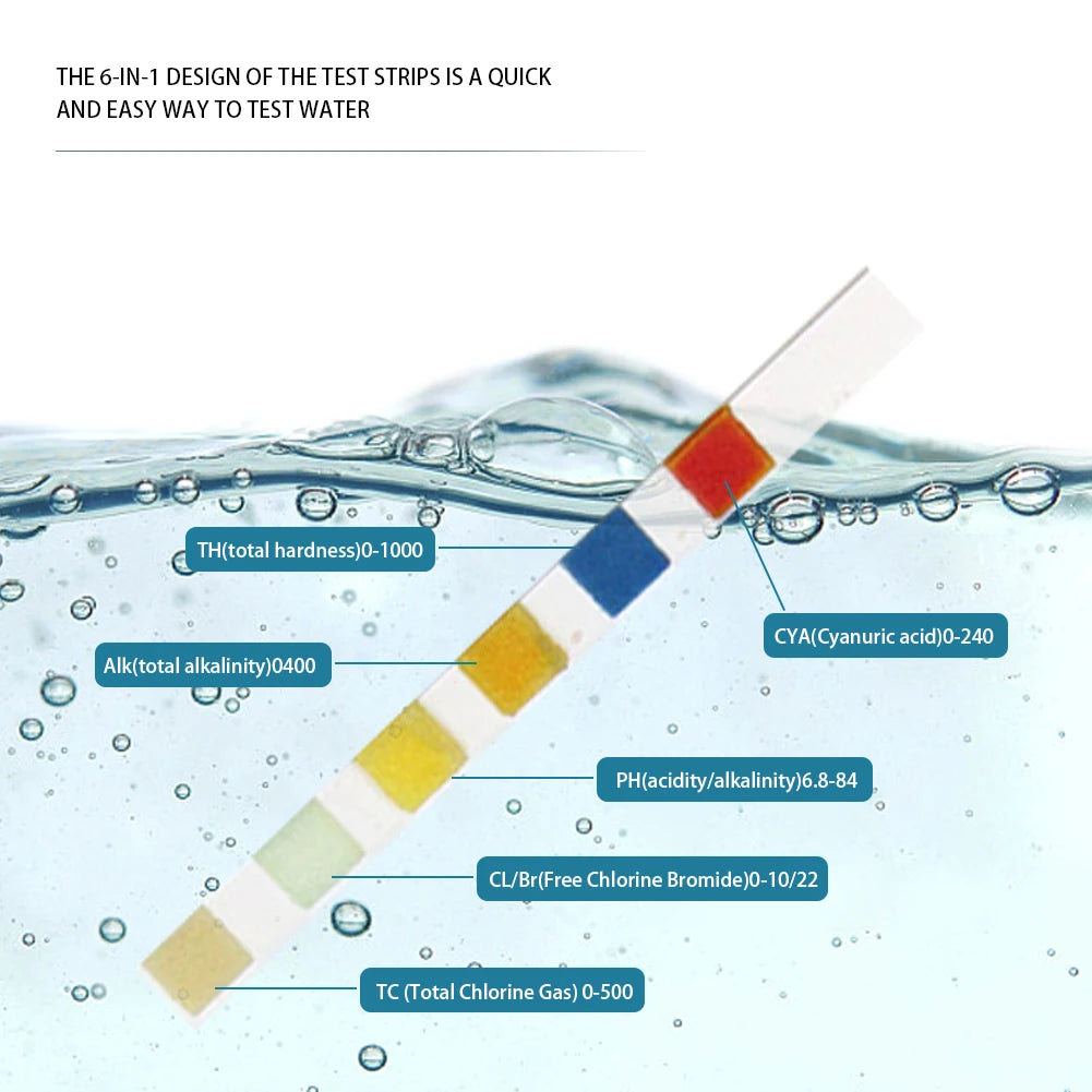 50/100PCS 3/5/6/7 in 1 Water Quality Test Paper Swimming Pool PH Test Strips Multipurpose Aquarium Test Strips for Fish Tank