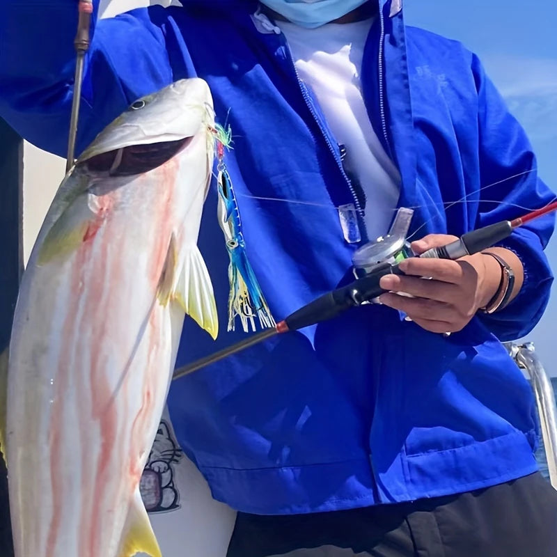 2‑pack Luminous Slow‑jig Squid‑Head Fishing Lures, 60G / 7.87‑inch Trolling Bait, Metal‑Head Squid‑Skirt Fishing Bait, Deep‑sea Boat‑fishing Luminous Bait, Suitable For Sea Bream, Sea Bass And Spanish Mackerel