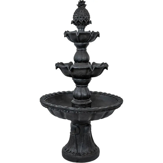 Large 3-Tier Electric Water Fountain with Pine Topper - Ideal for Garden, Patio, or Yard