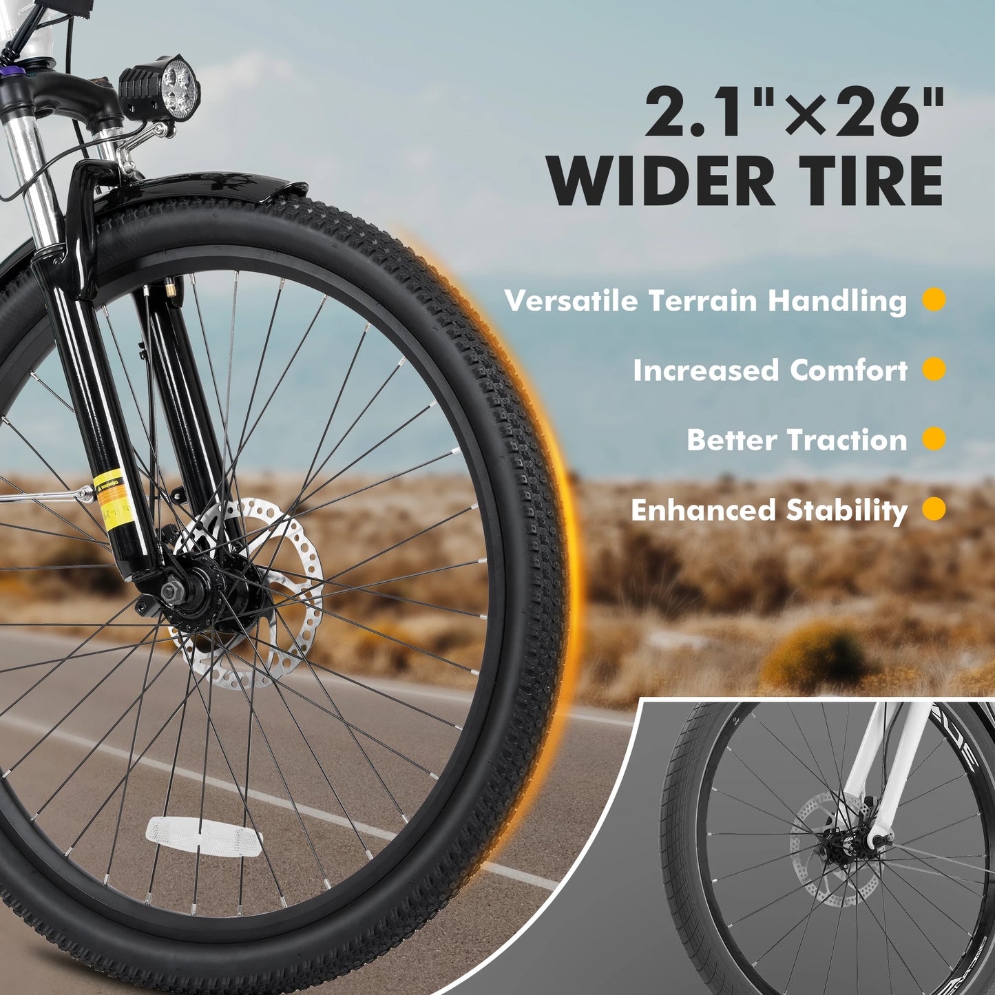 Qlife Cityone ST 2.0  26" Electric Bike for Adults, 1200W Peak Motor 48V 10.4Ah Battery, 28MPH 55 Miles, 7-Speed Electric Bicycle with Front Suspension