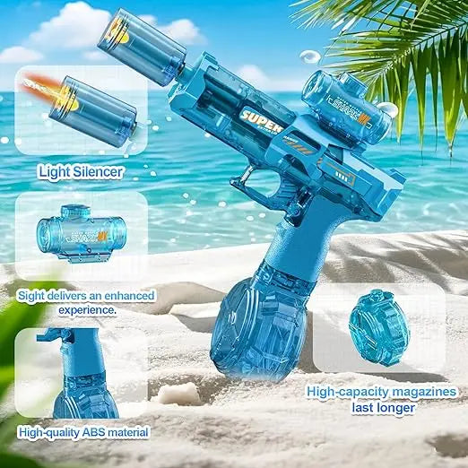 Electric Flame Water Gun, Pulse Jet Squirt Gun with LED Flash And USB-C Charging, 40Ft Long-Range Rapid-Fire Water Blaster, for Kids And Adults, Adult Water Gun for Pool Beach Backyard