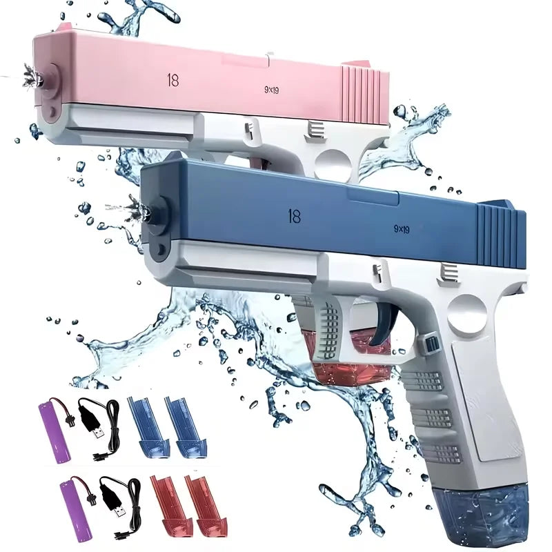 Electric Water Gun Toy With Continuous Firing And Dual Magazines