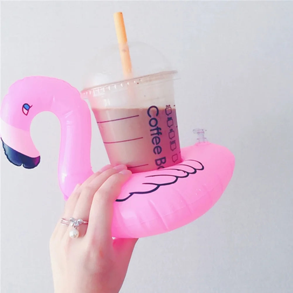 1-20 Pcs Tropical Flamingo Party Decoration Cup Holder Pvc Water Float Inflatable Drink Cup for Adults Pool Drinkware Tray Decor