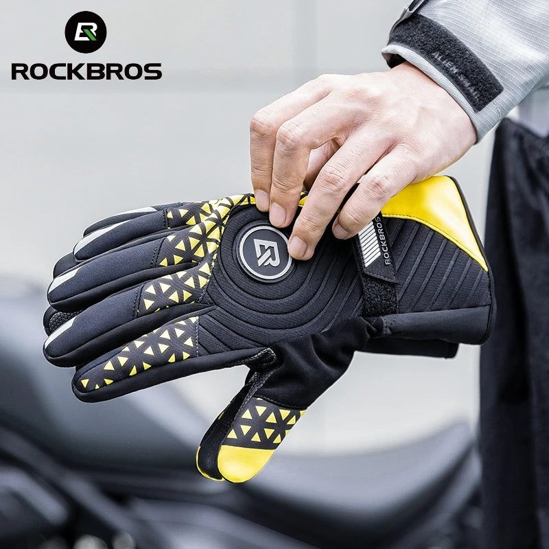ROCKBROS Winter Bike Gloves Touchscreen Windproof Thermal Shockproof Cycling Gloves