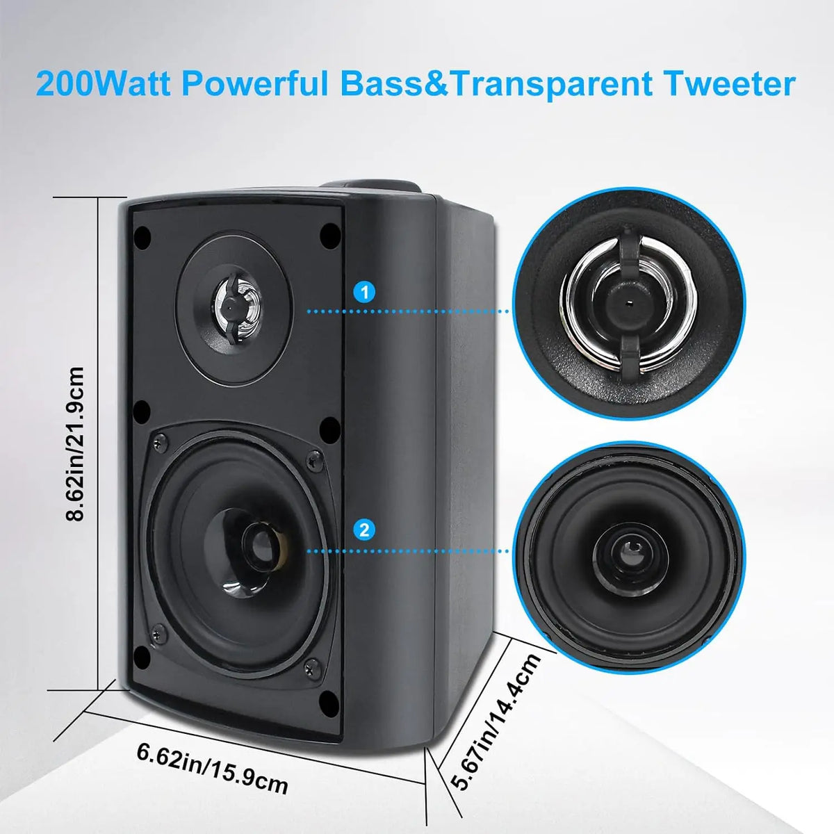 Herdio Outdoor Passive Speakers With Powerful Bass And Stereo Sound