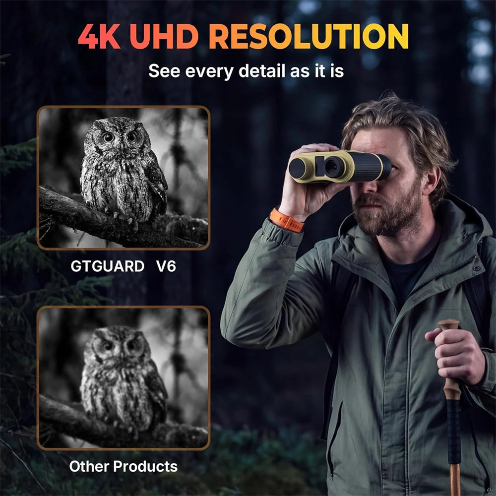 V6 8X Digital Zoom Night Vision Binoculars 4K Night Visions Goggles Hunting Scope Camera Telescope With Infrared Tactical Light