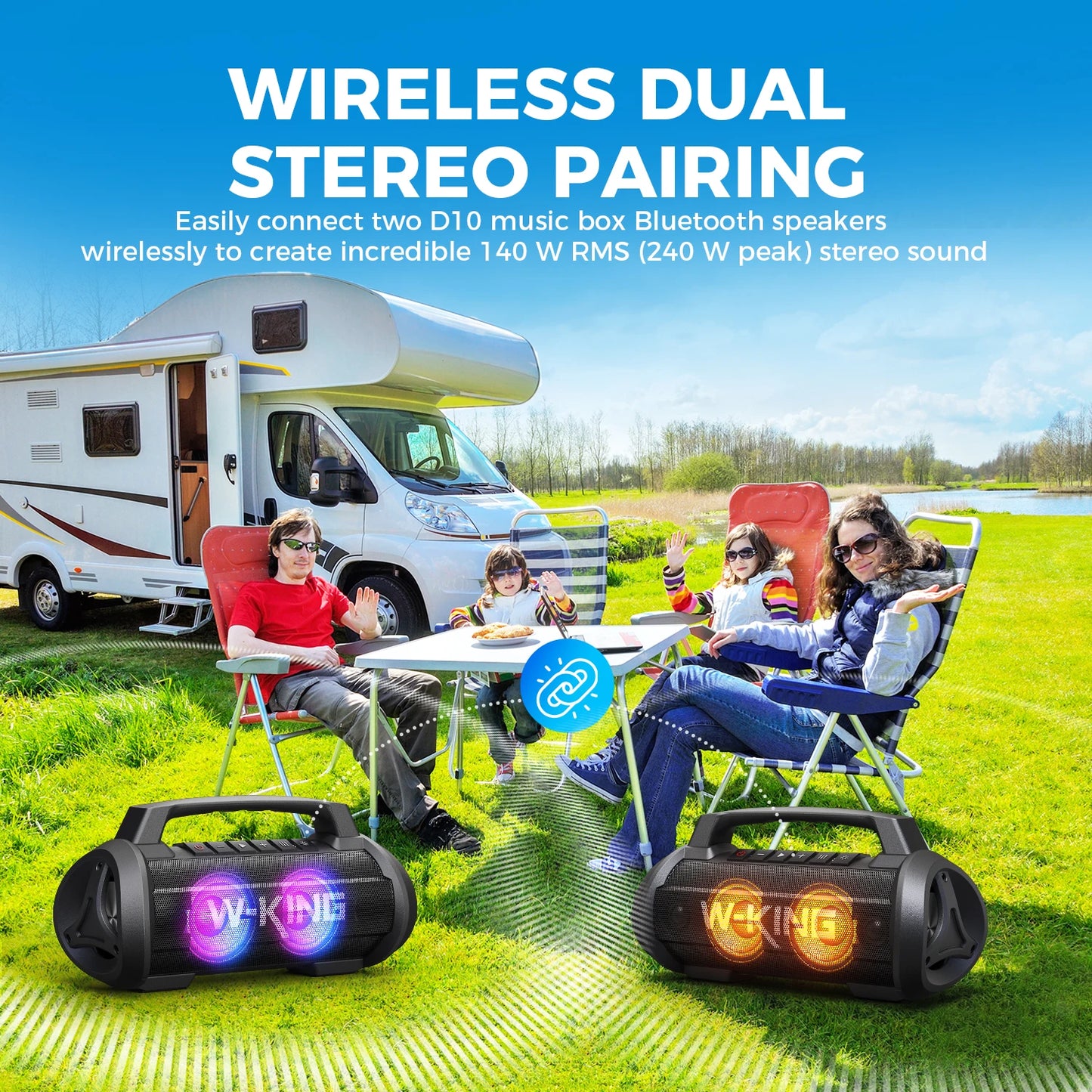 W-KING 70W RMS Bluetooth Portable Speaker,  Speaker Wireless Loud IPX6 Waterproof Bluetooth Speakers with Subwoofer/Bass Boost