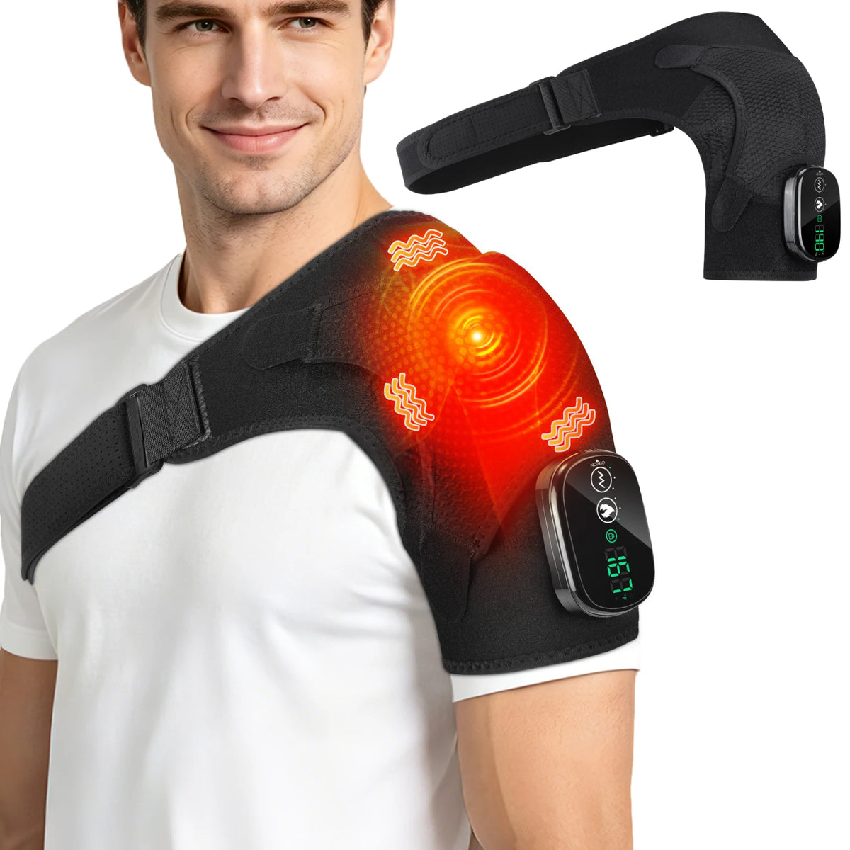 Rechargeable Electric Heating Shoulder Massage Wrap With LED Hot Compress