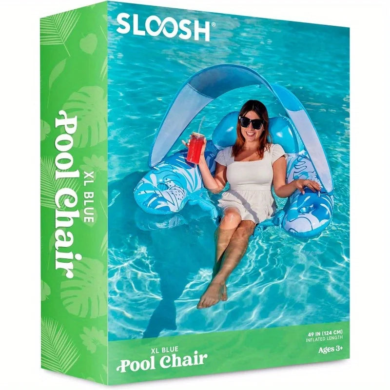 JOYFY XL Inflatable Pool Floats with Canopy Lounge Chairs with Cup Holders for Adults Inflatable Floaties Party Beach Summer