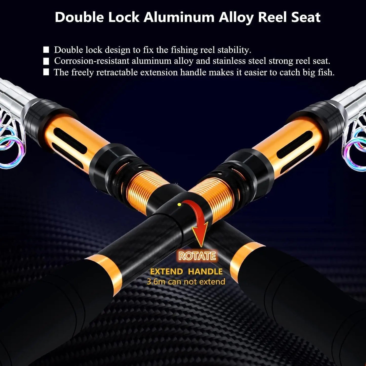 YTYIN Portable Carbon Fiber Spinning Fishing Rod With Lures