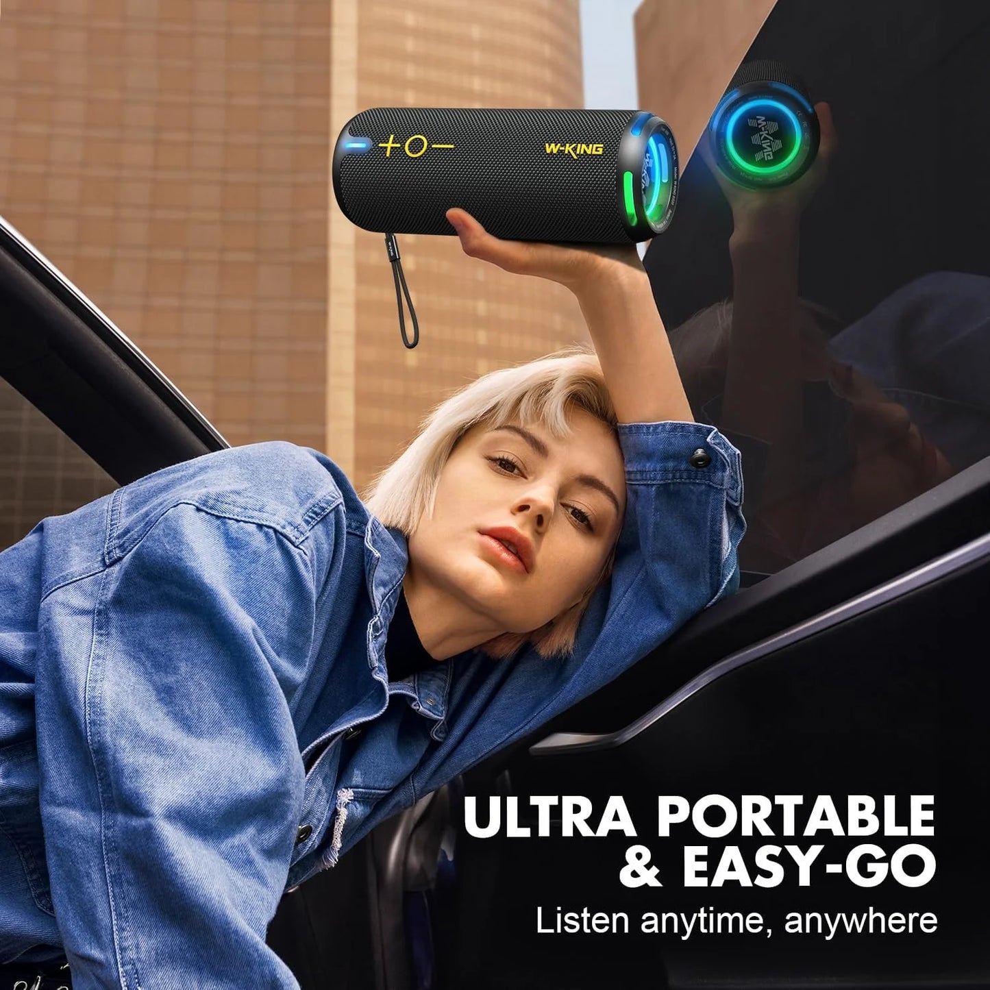 W-KING Bluetooth Speakers - IP67 Waterproof Outdoor Portable Wireless 40W HD 360° Stereo Surround Sound For Shower, Camping Home