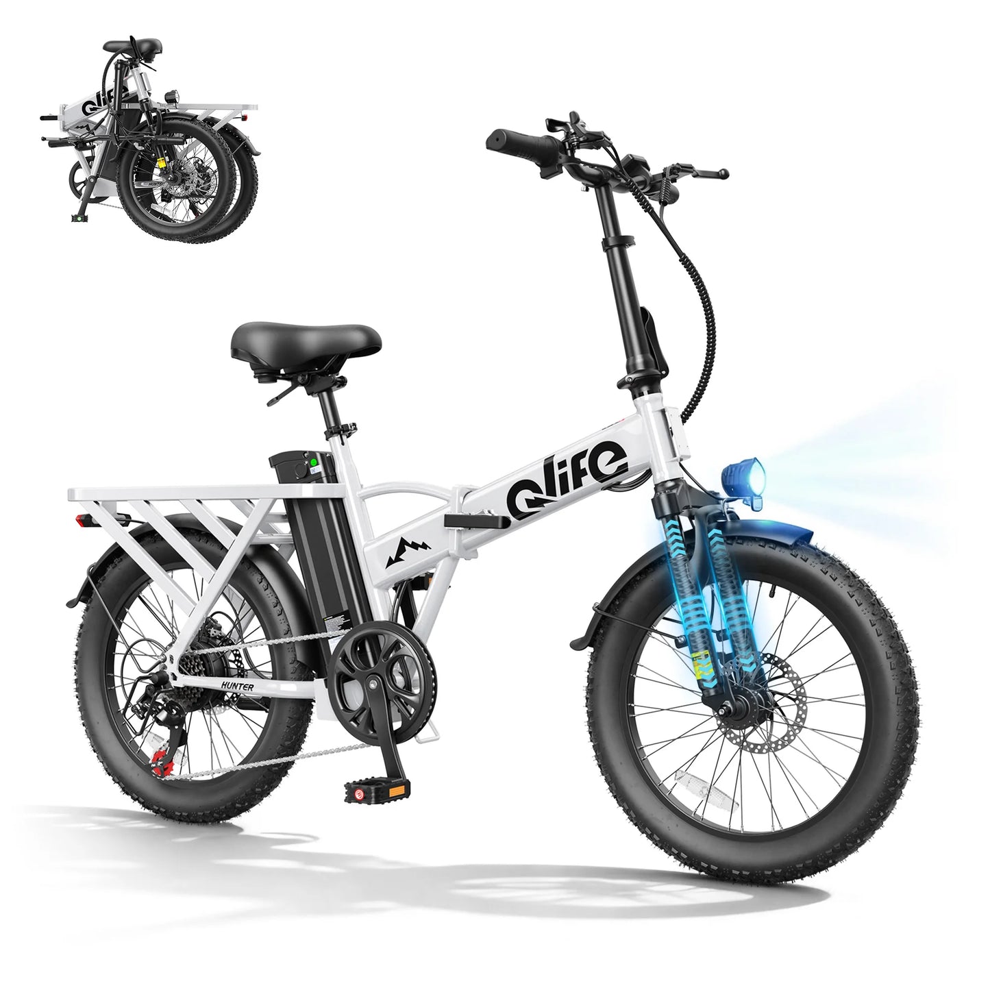 Qlife 20"×3" Fat Tire Foldable Ebike, 1200W Peak Motor 48V 13.5Ah Battery, 28MPH 65Mi Long Range Electric Bicycle