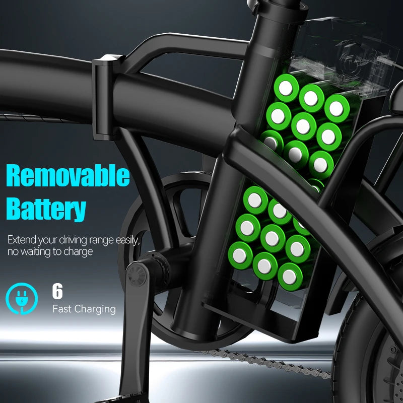 500W Electric Bicycles Ebike E-Bike For Adults, 3-Riding Modes, 14' Foldable Ebike, With Charger And Battery, MAX Speed 19.9 MPH, Dual Disc Brakes, With A Basket And Lock, Durable And Lightweight Frame, All-Terrain Foldable E