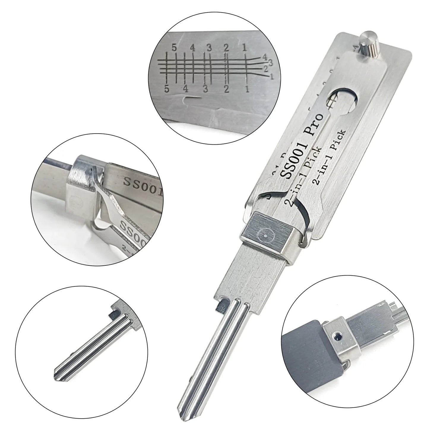 SS001 pro Stainless Steel Key Decoder 2 In 1 Precision Hook & Pick Set Lock Decoder O-ring Pickup Kit Maintenance Repair Hand Tools