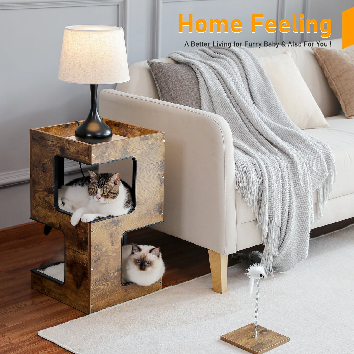 PAWZ Road Wooden Cat Condo With Mats And Scratching Pad