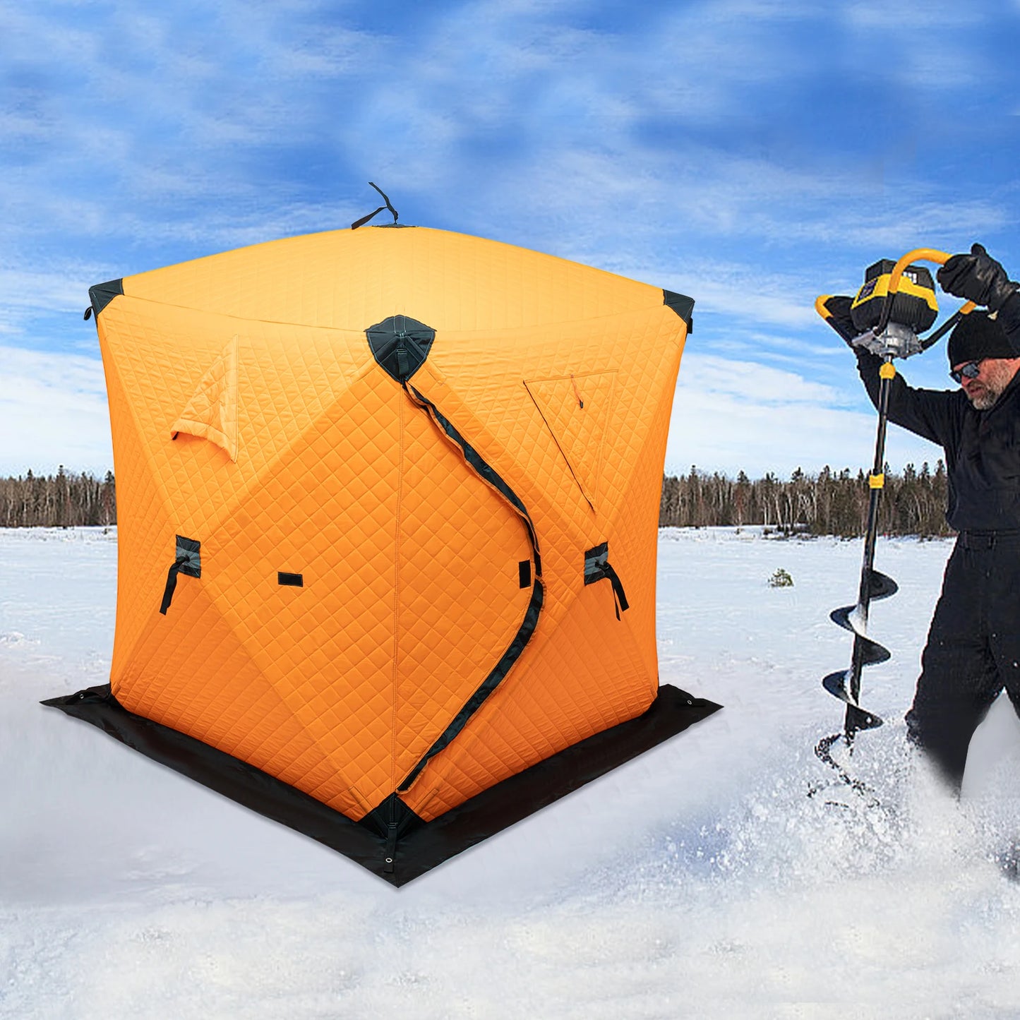 Bymaocar Ice Fishing Tent Dual Zipper Windproof