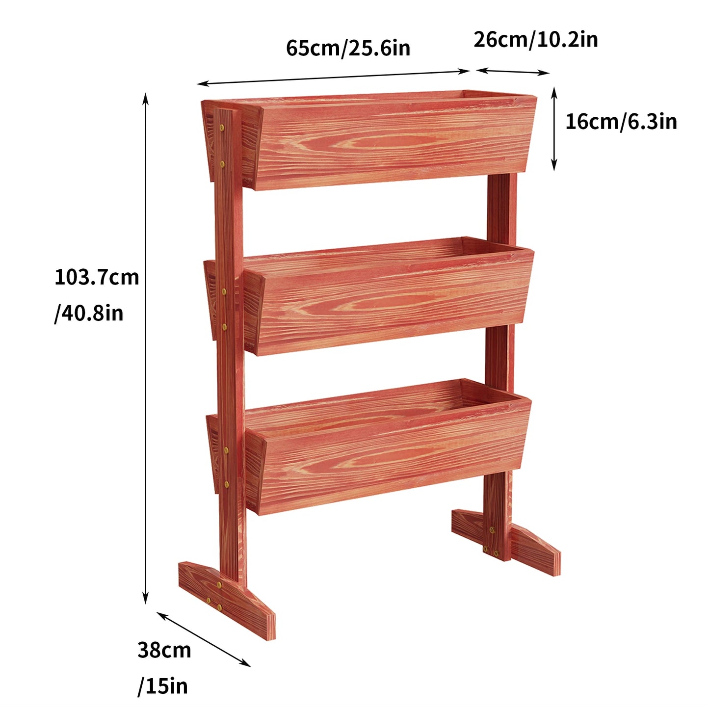 Four Tier Wooden Vertical Planter Box For Outdoor Gardening