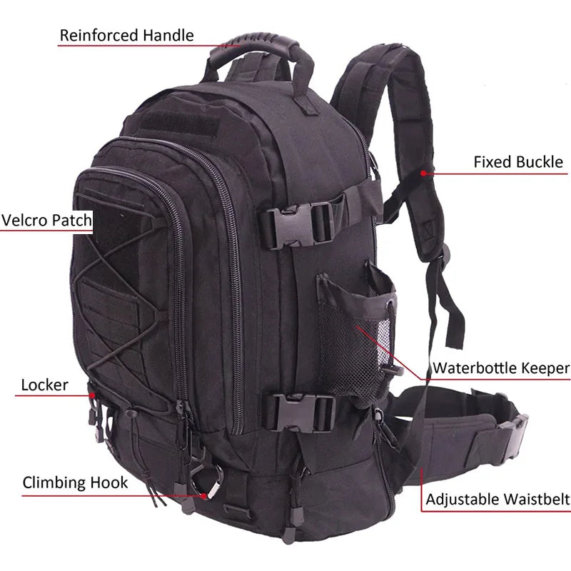 60L Military Backpack Army Molle  Rucksack Outdoor Travel Hiking Rucksacks Camping Hunting mochila hombre